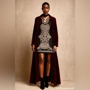 Boho Embroidered Sleeveless Black Mini Dress size S/M